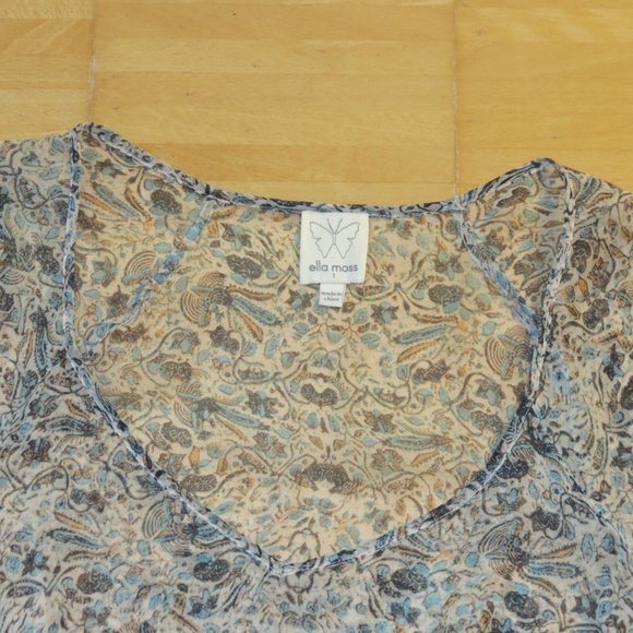 ELLA MOSS silk top tunic dress floral S 4/6 - Picture 2 of 5